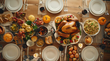 food dishes on happy thanksgiving day