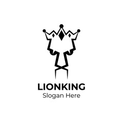 Lion king with crown symbols. Premium luxury brand identity.