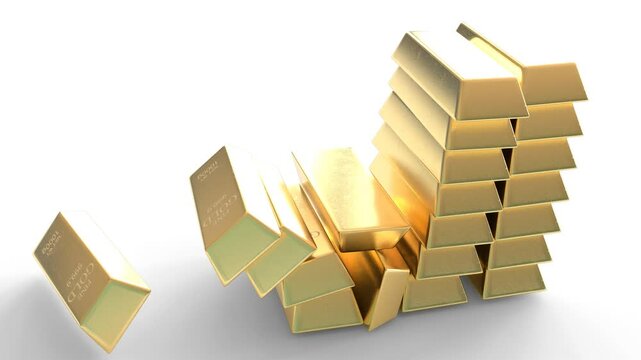 golden bar drops with white background