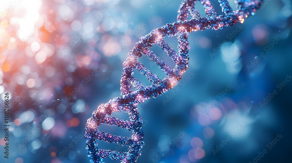 Poster exploring the structure of dna through macro photography in a scientific environment