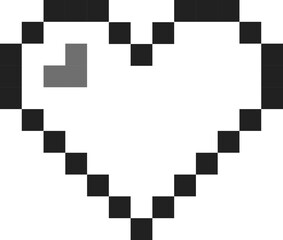Pixelated Black Heart with Highlight