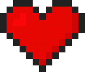 Pixelated Red Heart Icon in Retro Style