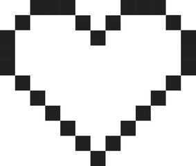 Pixelated Black Heart with Highlight