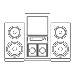Minimalist Continuous Line Drawing of Music System with Speakers &ndash; Vector Illustration