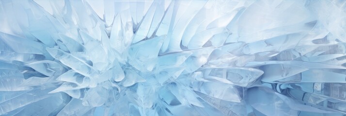 Obraz premium Intricate and Abstract Close-Up of Overlapping Translucent Ice Crystals Forming a Hypnotic Pattern in Cool Blue and White Hues