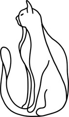 doodle freehand contour drawing of a cat.