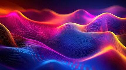 Fototapeta premium Abstract vibrant neon wave background. (1)