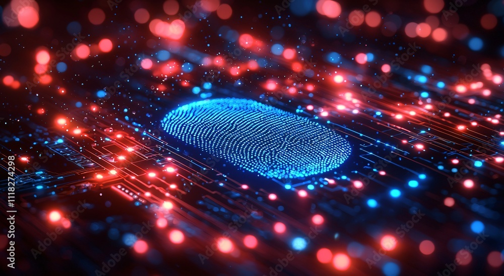 Poster digital fingerprint biometric security technology abstract background