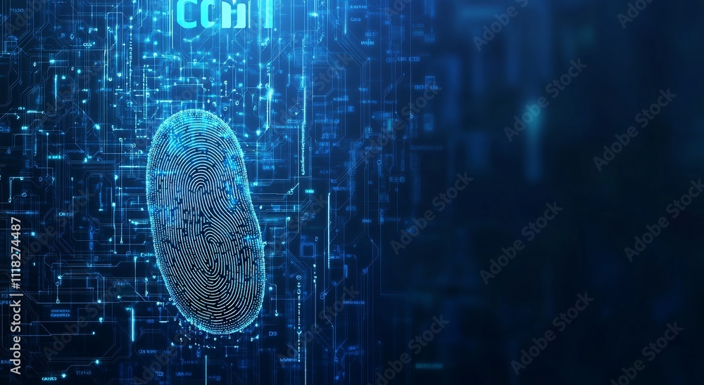 Poster digital fingerprint biometric security technology abstract background