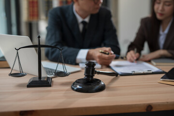 Lawyer and team Talk and consult on solving problems and work related to legal work of lawyers