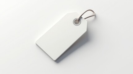 Blank Price Tag on White Background with High-Resolution. Elegant Blank Price Tag with Loop String.