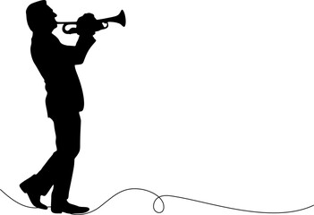 trumpet player silhouette vector on transparent background © LetsGoVector