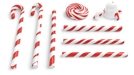Obraz premium A set of red and white candy cane sticks