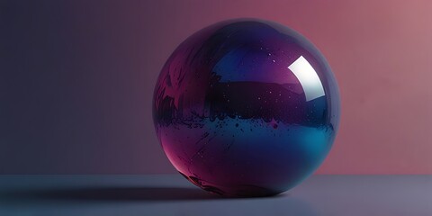 Minimalist Gradient Sphere on Reflective Surface with Soft Color Transitions in Modern Digital Art
