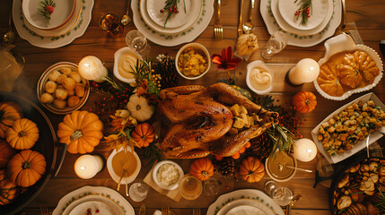 food dishes on happy thanksgiving day