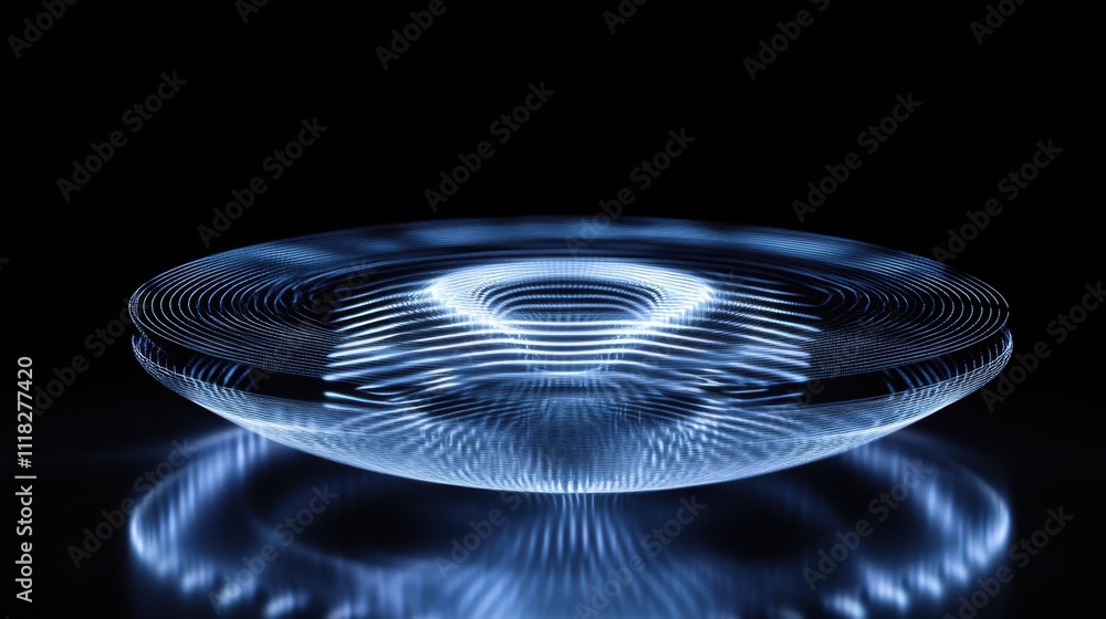 Poster a robotic ai hologram is being generated in a darkened, futuristic space, emphasizing intricate patt