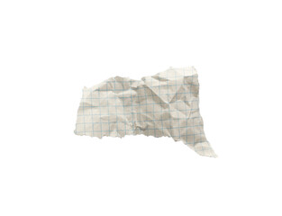 Wrinkled or crumpled checkered white paper texture used as a white paper background texture in design