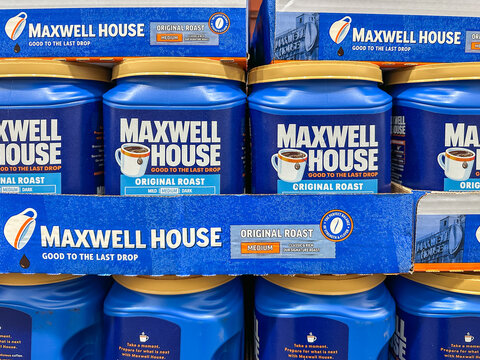 Display of Maxwell House coffee at a wholesale store. Merrillville, IN USA November 24, 2024