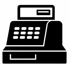 Black Silhouette Cash Register Icon Vector Design