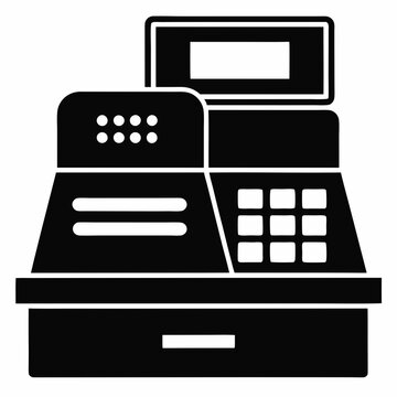 recommend clip art: Black Silhouette Cash Register Icon Vector Design