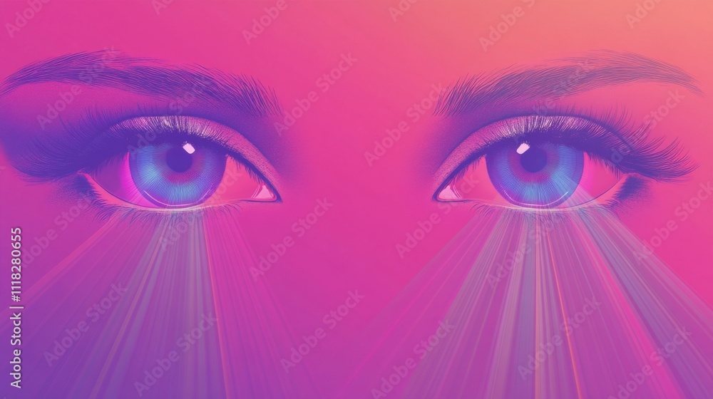 Poster eyes display a stunning blend of colors, enhanced by radial scanning light. the striking pattern cre