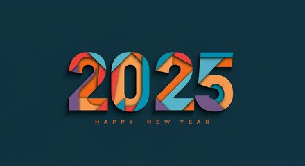2025 New Year's Greetings Card: Header for banner or website, greeting card or poster. Handwritten 2025 Logo Text Design