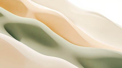Obraz premium Abstract Minimalist Shapes in Beige, White, and Sage Green - Modern Serenity
