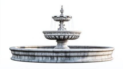 Architectural fountain in an ancient style on a white background, isolated