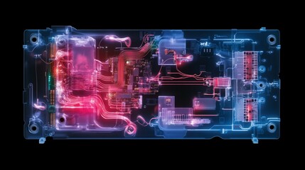 Obraz premium Abstract representation of a circuit board with glowing elements.