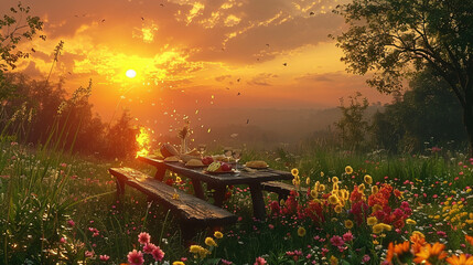 Serene Outdoor Dining Amidst Lush Nature