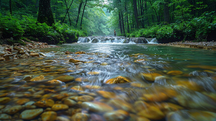 Tranquil Moment by a Flowing River