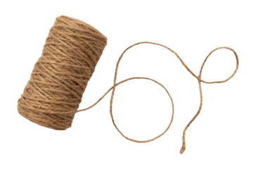 A ball of scourge rope on a white background. Thread isolate. Jute rope