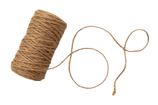 A ball of scourge rope on a white background. Thread isolate. Jute rope