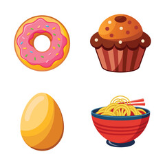 Set of Different Food Item Illustrations for Cafes and Restaurants