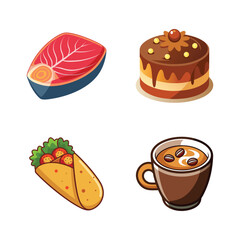 Set of Different Food Item Illustrations for Cafes and Restaurants