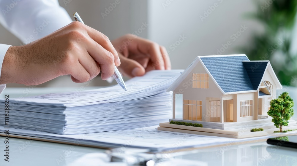 Poster document review with architectural model