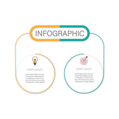 Vector infographic thin line design with marketing icons. Business concept with 2 options, steps or processes.