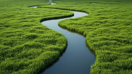natural transpiration concept. A detailed shot of a river basin surrounded by vegetation, where transpiration and evaporation work together to influence the local water cycle