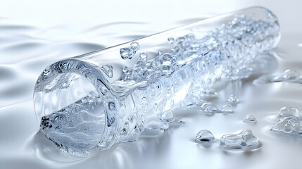 3D Render of Water Droplets Inside a Glass Tube