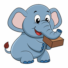 elephant cartoon with chocolate 