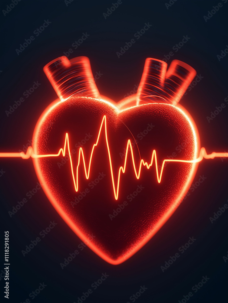 Poster heart rate variability hrv concept. artistic representation of heart rate variability depicted in a 