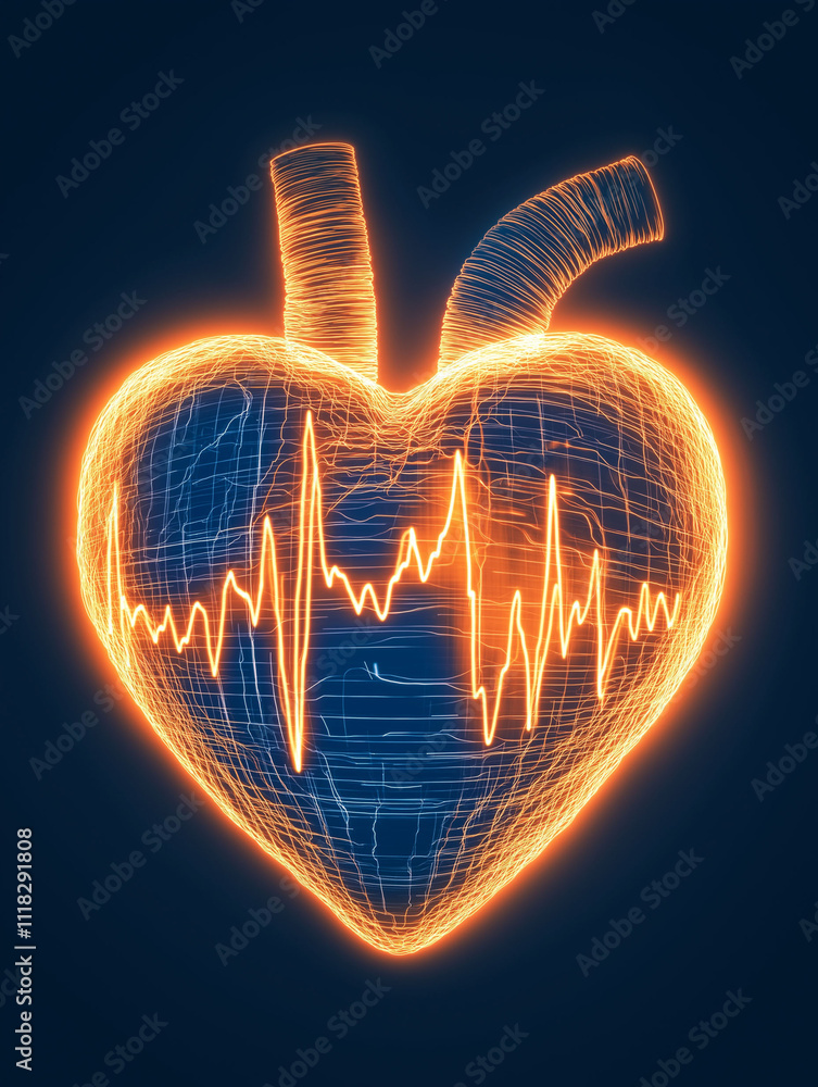 Poster heart rate variability hrv concept. artistic depiction of heart rate variability, showcasing dynamic