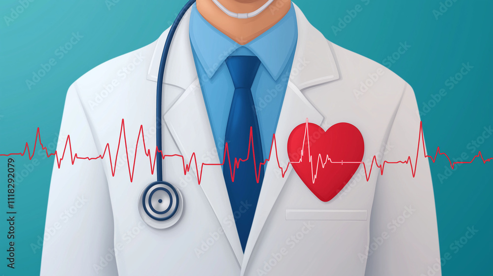 Poster heart rate variability hrv concept. heart rate variability analysis visualized through ecg waveform,