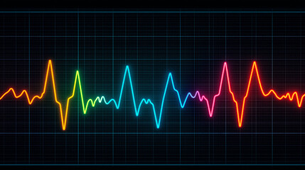 Naklejka premium Heart rate variability HRV concept. Heart rate variability displayed on a heart monitor screen, illustrating health tracking and physiological data analysis.