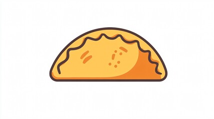 Empanada Outline Icon Vector - Isolated Single 2D Design