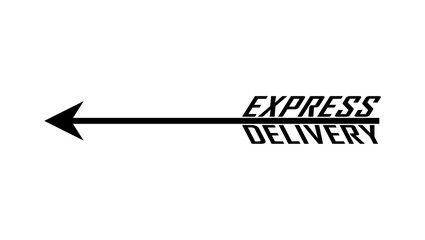 Express delivery, lettering, black isolated silhouette