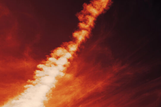 The red sky background looked like smoke and fire. bomb Violent. for wallpaper, backdrop and design.