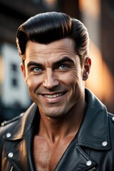 Obraz premium Portrait of a man in vintage clothing, showcasing timeless elegance and classic style