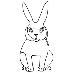 Rabbit icon continuous one line drawing  outline vector illustration 