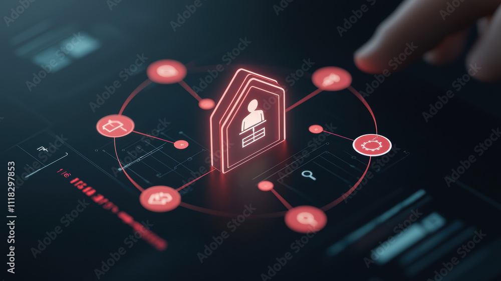Poster digital interface showcasing user connections and data management